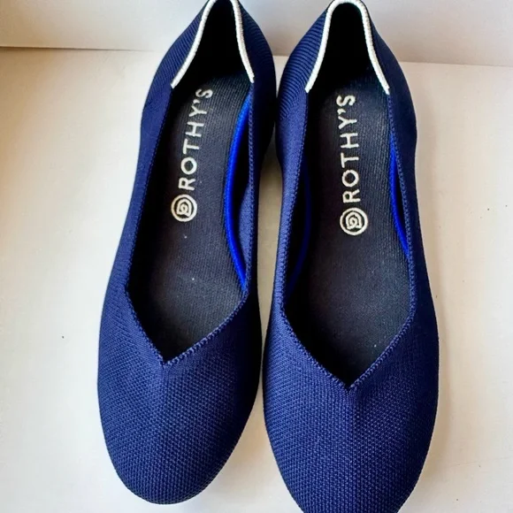 Rothy’s The Flat Round Toe Maritime Navy Slip On Knit Size 11 Ballet - Picture 9 of 12